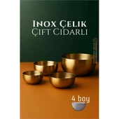 Çift Cidarlı Kase  Inox Çelik 4 LÜ Kase Seti Kase - 1