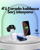 , Watch ve AirPods ile Uyumlu 4'ü 1 Arada Şarj Ünitesi – Tüm Cihazları Tek Noktada - 1