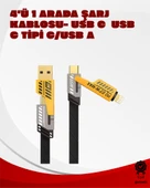 Dönüştürülebilir 4 Başlıklı Hızlı Şarj Kablosu – 1.2m, 65W, Dayanıklı ve Esnek Tasarım - 1