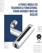 4 Modlu Musluk Başlığı | Şelale, Yağmur, Sprey, Köpük Akışı | Yüksek Basınç Performansı | Modern Tasarım - 1