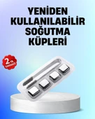 Yeniden Kullanılabilir 304 Çelik Metal Buz Küpleri 4'lü Set - 1