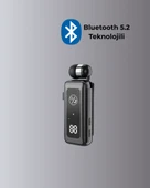 Bluetooth 5.2 Kablolu Makaralı Kulaklık | Dijital Ekran ve Titreşimli Bildirim thumbnail 3