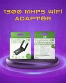 Yüksek Hızlı 1200 Mbps Çift Bant USB WiFi Adaptör – Güçlü Sinyal, Geniş Uyumluluk thumbnail 2