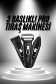 3'lü Set Saç Sakal Kesme Traş Makinesi Burun Kılı Alma Tıraş Makinesi thumbnail 2