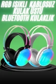 Yeni Nesil Kulak Üstü Kablosuz Uzun Ömürlü RGB Işıklı Bluetooth Kulaklık thumbnail 2