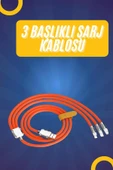 120W Silikon Metal Uçlu LED Işıklı 3 In1 Şarj Kablosu 1.2m - 2