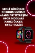 Akıllı Saat Arama Görüşme Bildirim Görme Uyku ve Sağlık Takibi Nabız Ölçer 3 Kordon Hediyeli - 1