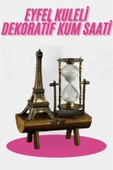 Eyfel Kulesi Tasarımlı Kum Saati Kristalleştirilmiş Kum Saati Dekoratif Ahşap Görünümlü - 2
