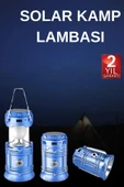 Solar Şarjlı Kamp Lambası Güneş Enerjili Kızaklı Kamp Feneri Çadır Feneri Led Işıldak - 2