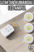 Led Lamba 3'lü Uzaktan Kumandalı Yapışkanlı Beyaz Işık - 2