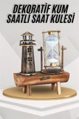 Deniz Feneri Kum Saati Ahşap Görünümlü Vintage Tarz Biblo - 2