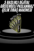 Saç Sakal Şekillendirici Tıraş Makinesi 5 Başlıklı Paslanmaz Çelik lı Unısex thumbnail 2