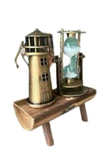 Hediyelik Eşya Retro Ahşap Deniz Feneri Kum Saati Biblo - 3