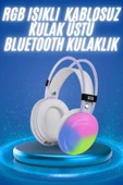 RGB Işıklı Yüksek Ses Kaliteli Kablosuz Kulak Üstü Bluetooth Kulaklık thumbnail 2