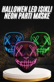 Hallowen Parti Maskesi Neon Led Işıklı Maske 3 Modlu Cadılar Bayramı Maskesi - 1