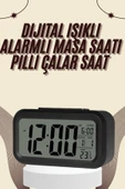 Dijital Masa Saati Termometreli Takvim Çalar Saat Led Ekran Pilli - 1