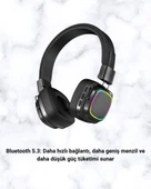 RGB Işıklı Katlanabilir Bluetooth 5.3 Kulak Üstü Kulaklık thumbnail 3