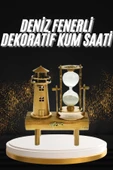 Hediyelik Eşya Retro Deniz Fenerli Kum Saati Ahşap Görünümlü Dekoratif Eşya - 1