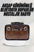 Bluetooth Hoparlör Ahşap Renk Vintage Işıklı Nostaljik Ra Fm Ahşap Görünümlü thumbnail 1