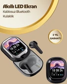 Akıllı Ekranlı Bluetooth 5.4 Kablosuz Kulaklık – Dokunmatik ve Şarj Kutulu thumbnail 1