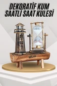 Deniz Feneri Kum Saati Ahşap Görünümlü Vintage Tarz Biblo - 1