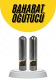 Baharat Öğütücü Paslanmaz Ayarlanabilir  Pilli Işıklı Tuz & Karabiber - 1