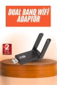 Wifi Alıcı Dual Band Usb 3.0 Adaptör Kablosuz Windows 7/8/10/11 thumbnail 1