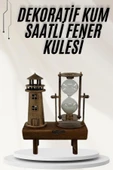 Hediyelik Eşya Retro Ahşap Deniz Feneri Kum Saati Biblo - 1
