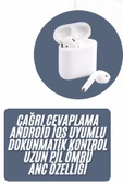 2025 Model Çağrı Cevaplayabilen Bluetooth Kulaklık Beyaz Dokunmatik Kontrol thumbnail 2
