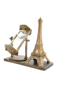 Retro Eyfel Kulesi Ve Kum Saati Dekoratif Ahşap Görünümlü Masa Biblosu - 3