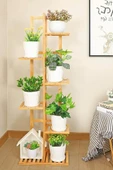 Digithome Bambu 6 Raflı Saksılık Çok Amaçlı Stand Çiçeklik Banyo Düzenleyici Havluluk DB-0025 - 3