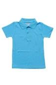 Turkuaz Kısa Kol Düz Renk Yakalı 6-17 Yaş Çocuk Okul Lakos Tişört Polo Yaka T-shirt thumbnail 1