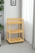 Digithome Bambu 3 Raflı Tekerlekli Sunum Servis Arabası Mutfak Rafı Sehpa Banyo Rafı DB-0029 - 3