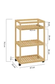 Digithome Bambu 3 Raflı Tekerlekli Sunum Servis Arabası Mutfak Rafı Sehpa Banyo Rafı DB-0029 - 8