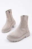 Muggo SUEVA Süet Kalın Taban Fermuarlı Kadın Bot - 18