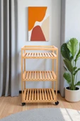 Digithome Bambu 3 Raflı Tekerlekli Sunum Servis Arabası Mutfak Rafı Sehpa Banyo Rafı DB-0029 - 2