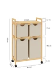 Bambu 4 Bölmeli Kirli Sepetli Çamaşır Sepeti Raflı Banyo Düzenleyici DB-0018 - 5