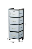 Digithome Metal 4 Çekmeceli Dolap Organizer Çok Amaçlı Düzenleyici Şifonyer Siyah MRS-021 - 7