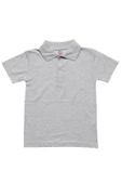 Gri Kısa Kol Düz Renk Yakalı 6-17 Yaş Çocuk Okul Lakos Tişört Polo Yaka T-shirt thumbnail 1