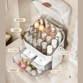 Makyaj Kozmetik Organizeri Şeffaf Kapak 2 Çekmeceli Kozmetik Düzenleyici Organizer thumbnail 5