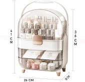 Makyaj Kozmetik Organizeri Şeffaf Kapak 2 Çekmeceli Kozmetik Düzenleyici Organizer thumbnail 7