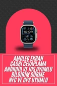 49mm Akıllı Saat Amoled Ekranlı Kadın Erkek Kol Saati Plastik Kordon thumbnail 1