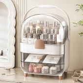 Makyaj Kozmetik Organizeri Şeffaf Kapak 2 Çekmeceli Kozmetik Düzenleyici Organizer thumbnail 1