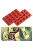 Pasta Gül Silikon Kalıp Çikolata Sabun Kokulu Taş Mum Epoksi Kalıbı 15 Delikli - 2
