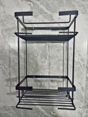 Geseus Paslanmaz 2Gözlü Siyah Banyo Kare Raf Şampuanlık 304 Kalite Çelik-GNRL2018 - 1