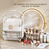 Makyaj Kozmetik Organizeri Şeffaf Kapak 2 Çekmeceli Kozmetik Düzenleyici Organizer thumbnail 6
