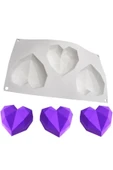 Siliko World Silikon Kek Pasta Jöle Çikolata Mum Sabun Epoksi Kalıbı Elmas Kalp - 2