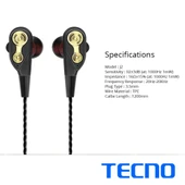 Tecno Hot Beats 3D Hifi 4 Hoparlörlü 3.5mm Jack Girişli Type-C Dönüştürücülü Mikrofonlu Kulaklık Siyah J2UC10 - 6