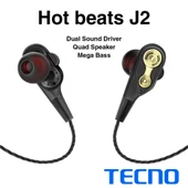 Tecno Hot Beats 3D Hifi 4 Hoparlörlü 3.5mm Jack Girişli Type-C Dönüştürücülü Mikrofonlu Kulaklık Siyah J2UC10 - 3