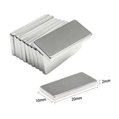 100 Adet 20x10x2 Mm Neodyum Mıknatıs Köşeli Magnet N35 Nikel Kaplama Güçlü Kaliteli Dayanıklı - 1